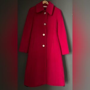 Women's Red Tailored Button-Front Coat